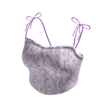 Bow Ribbon Purple Floral Cute Cropped Top