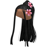 Braided Locs Ponytail w/ Flower (Black)