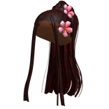 Braided Locs Ponytail w/ Flower (Red)