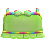 ♡ bright green rainbow tweencore bow ruffled top