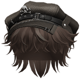 Brown2 Messy Hair w/ Skull Punk Cap