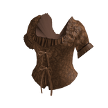 Floral Puff Sleeve Top with Ties (Brown)