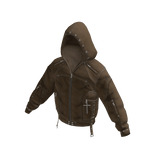 Studded Hooded Zip Jacket (Brown)