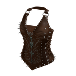 Spiked Ring Strap Corset Top (Brown)