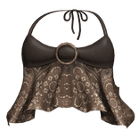 ☆ Brown 2000's Flowy Halter Top