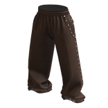 Brown Baggy Studded Grunge Rivet Sweatpants