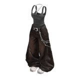 Brown Baggy Vintage Streetwear Girl Outfit / 04
