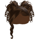 𝓖𝓖 Brown Curled Side Part With Space Buns