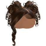 𝓖𝓖 Brown Curled Side Part With Space Buns