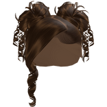 𝓖𝓖 Brown Curled Side Part With Space Buns
