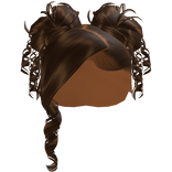𝓖𝓖 Brown Curled Side Part With Space Buns
