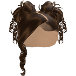 𝓖𝓖 Brown Curled Side Part With Space Buns