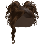 𝓖𝓖 Brown Curled Side Part With Space Buns