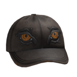 Brown Denim cap With Embroidered Eyes