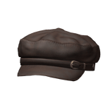 Brown Leather Beret Hat (Gold)