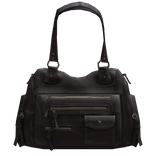 Brown Leather Chic Y2K City Moto Shoulder Bag