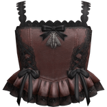 Brown Leather Lace Corset Top