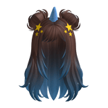 Brown Long Wavy Unicorn Hair w/ Stars - RBC