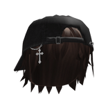 Brown Messy Anime Boy Hair w/ Y2K Distressed Hat