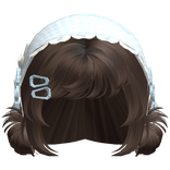 Brown Messy Buns W/ Mori Kei Blue Bonnet