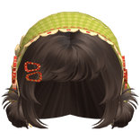 Brown Messy Buns W/ Mori Kei Green Bonnet