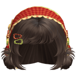 Brown Messy Buns W/ Mori Kei Red Bonnet