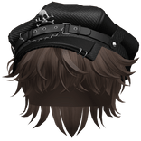 Brown Messy Hair w/ Skull Punk Cap