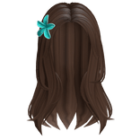 Brown Middle Parting Hair with Blue Flower