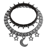 Brown Moon & Stars Spiked Collar Chain Necklace