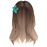 Brown Ombre Middle Parting Hair with Blue Flower