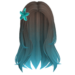 Brown Ombre Middle Parting Hair with Blue Flower