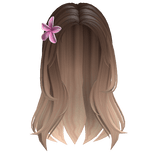 Brown Ombre Middle Parting Hair with Pink Flower