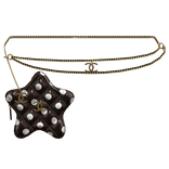 Brown Polka Cstar Quilted Waist Bag Gold