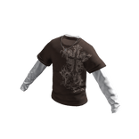 Brown Shirt with Silver Cross Chain