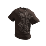 Brown Shirt with Silver Cross Chain