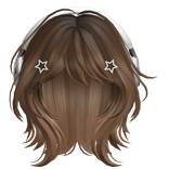 Brown Short Wolf Cut Hair with Headphones