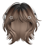 Brown Short Wolf Cut Hair with Headphones