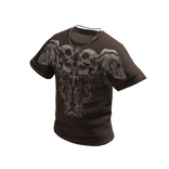 Brown Skull Shirt with Cross Chain
