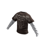 Brown Skull Shirt with Cross Chain