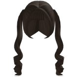 ♡ brown soft curled pigtails with bangs