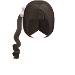 ♡ brown soft side ponytail with bangs and pink bow