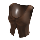 Brown Stylish Pleated Crop Tee