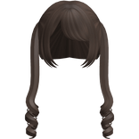 Brown Twin Swirly Curls W Bangs