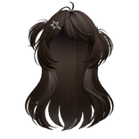 Brown Y2K Halfup Loose Pigtails W Starclip