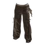 Brown&Beige Bandana Cargo Distressed Pants