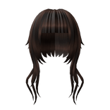 brunette medium length layered haircut w/ bangs