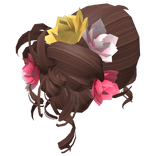 Brunette Spring Floral Flower Curly Messy Bun Hair