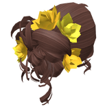 Brunette Yellow Spring Floral Curly Messy Bun Hair