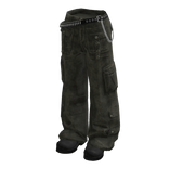 Bullet Belt Dark Emo Pants Green