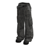 Bullet Belt Dark Emo Pants Light Grey